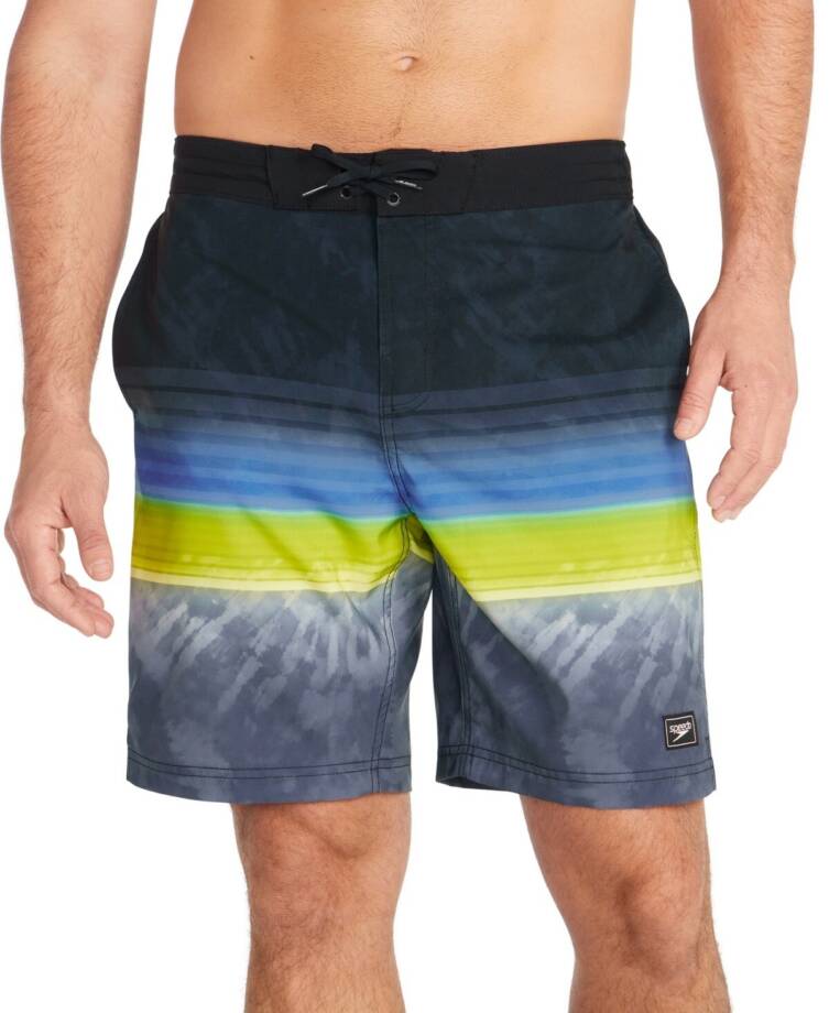 Speedo Printed Bondi Basin 9" Boardshorts Men's S Anthracite Elastic Waist