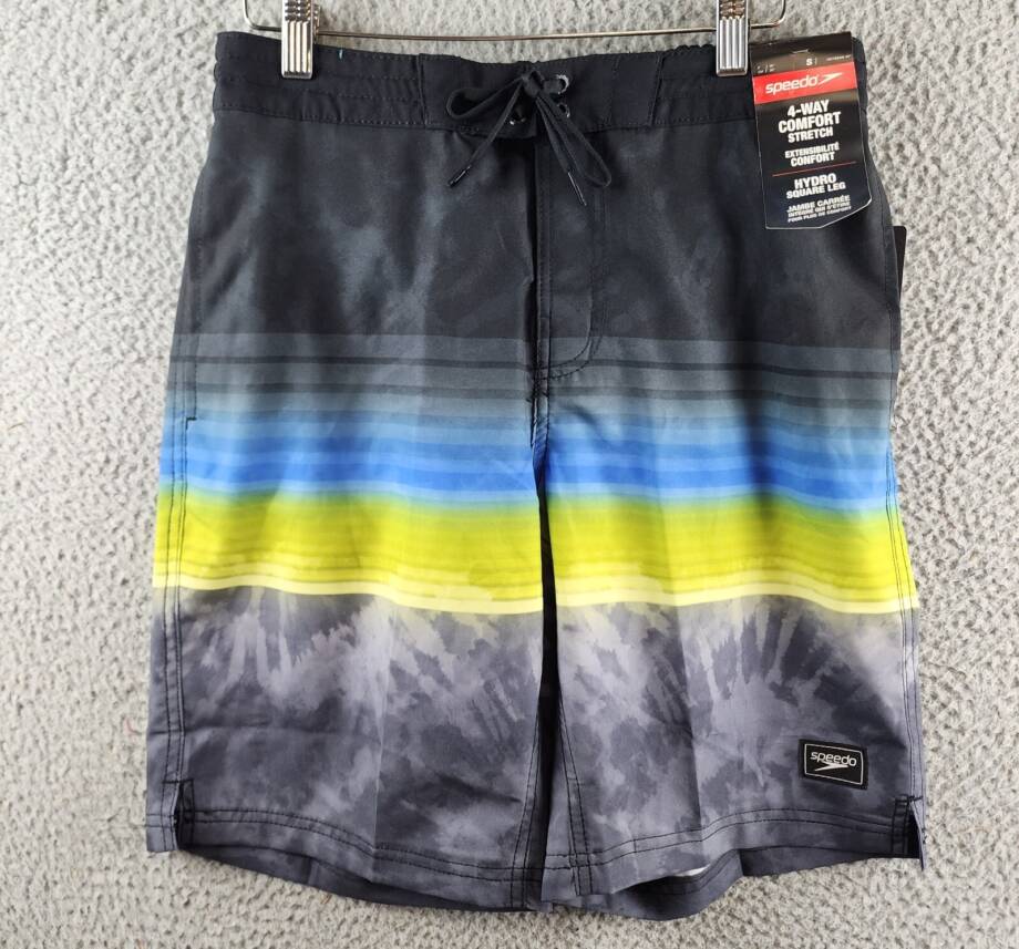 Speedo Printed Bondi Basin 9" Boardshorts Men's S Anthracite Elastic Waist