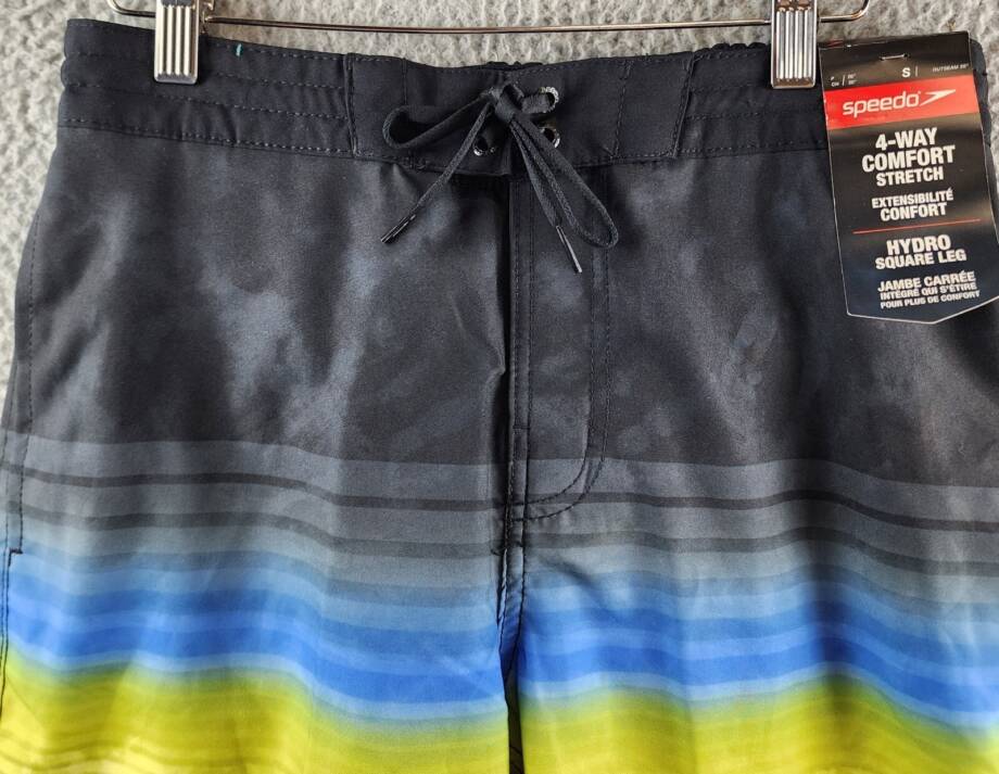 Speedo Printed Bondi Basin 9" Boardshorts Men's S Anthracite Elastic Waist
