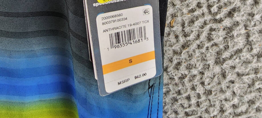 Speedo Printed Bondi Basin 9" Boardshorts Men's S Anthracite Elastic Waist