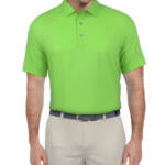 PGA TOUR Airflux Solid Mesh Short Sleeve Golf Polo Shirt Men's L Green Flash