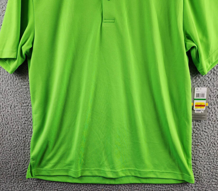 PGA TOUR Airflux Solid Mesh Short Sleeve Golf Polo Shirt Men's L Green Flash