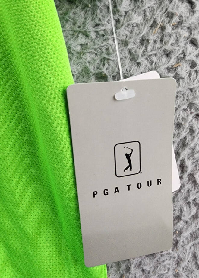 PGA TOUR Airflux Solid Mesh Short Sleeve Golf Polo Shirt Men's L Green Flash