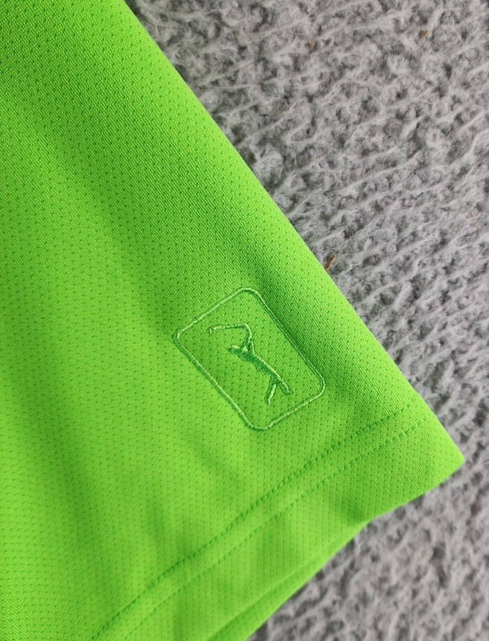 PGA TOUR Airflux Solid Mesh Short Sleeve Golf Polo Shirt Men's L Green Flash
