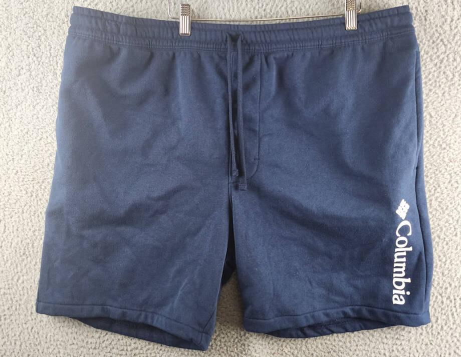 Columbia Logo Print Drawstring Short Men's XXL Navy Elastic Waist Pull On
