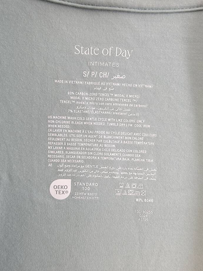 State of Day Knit Open Front Cardigan Women's S Gray Mist Front Pockets L/S