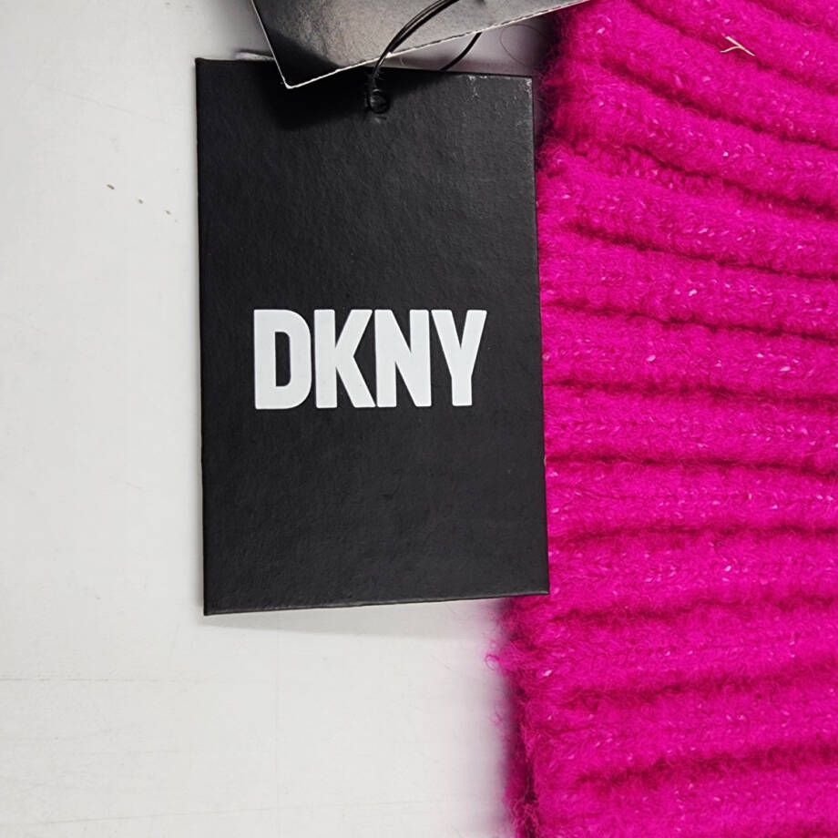 DKNY Stud Embellishments Cable-Knit Pom Pom Hat Women's One Size Fuchsia