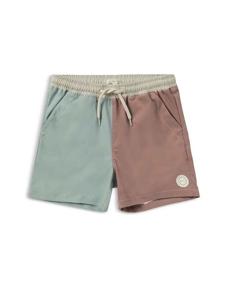 Rylee + Cru Color Blocked Board Shorts Little Boys 6-7Y Mulberry Drawstring