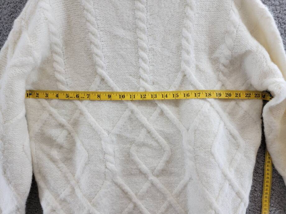 Moon River Destroyed Cable Sweater Women's XS/S Ivory Boat Neck Ribbed Hemline