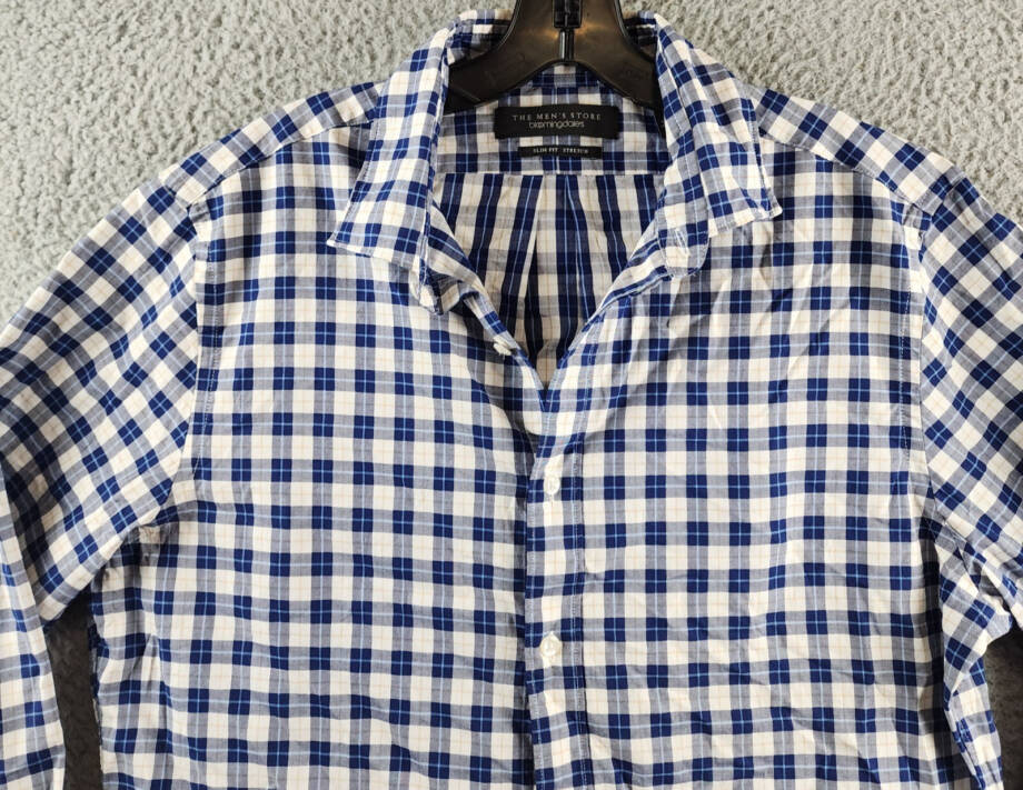 The Men's Store at Bloomingdale's Stretch Slim Fit Button Down Shirt Mens M Navy