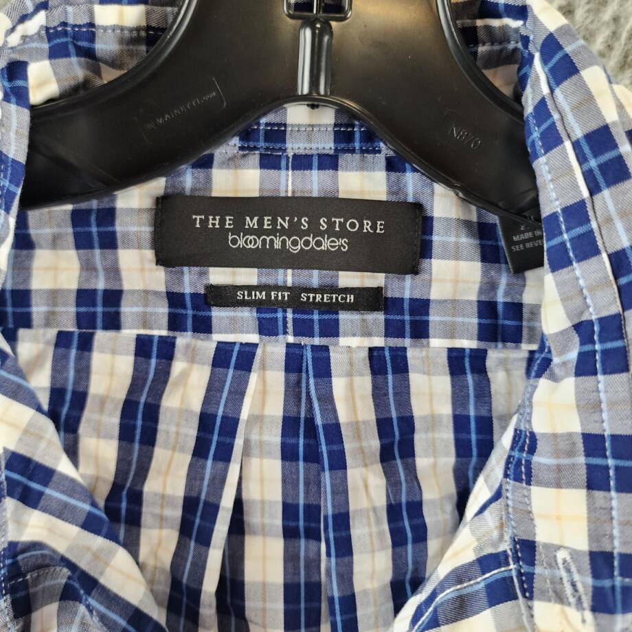 The Men's Store at Bloomingdale's Stretch Slim Fit Button Down Shirt Mens M Navy