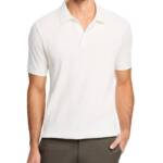 Vince Variegated Texture Polo Shirt Men's XXL Off White Collared Short Sleeve