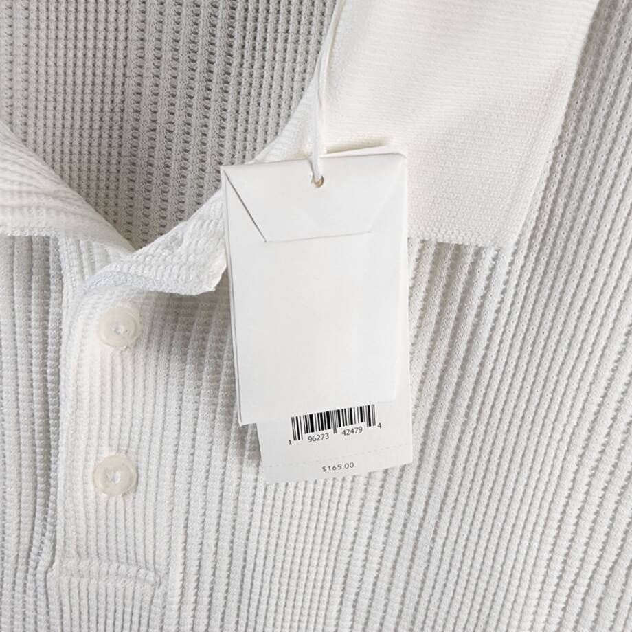 Vince Variegated Texture Polo Shirt Men's XXL Off White Collared Short Sleeve
