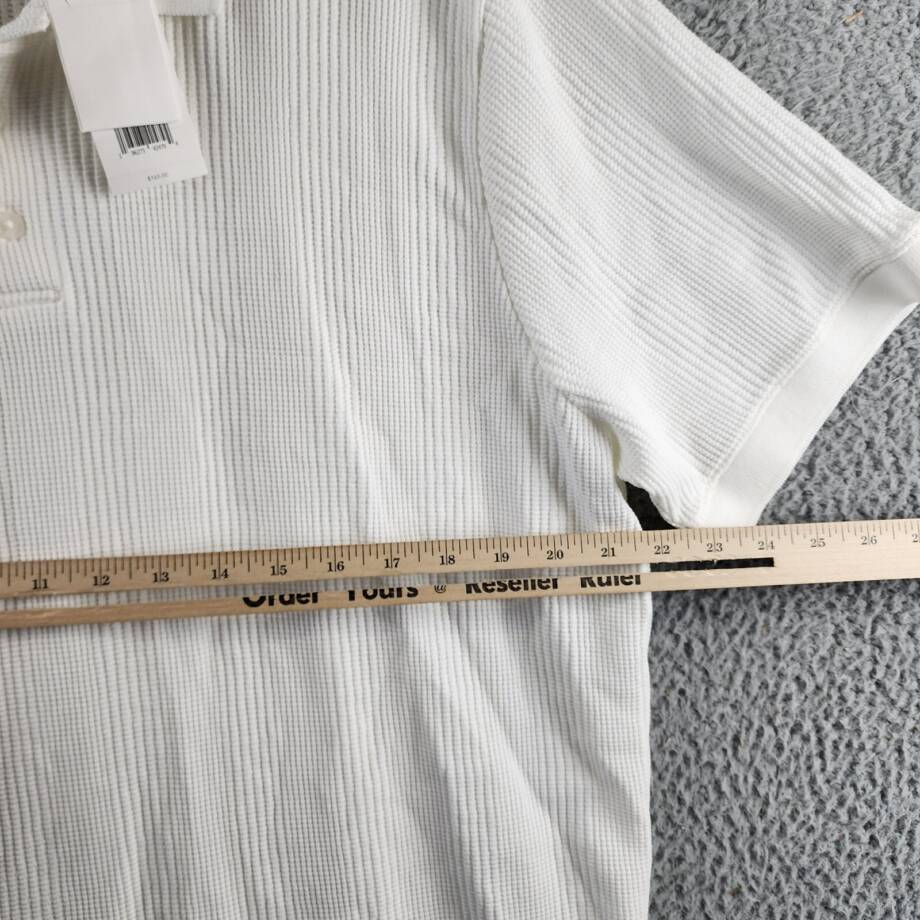 Vince Variegated Texture Polo Shirt Men's XXL Off White Collared Short Sleeve
