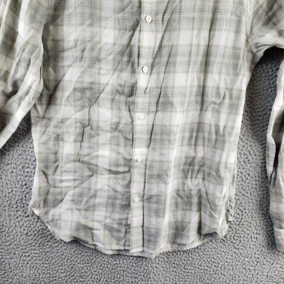 Vince Salton Plaid Sport Button Up Shirt Men S Alabaster Linen Blend Long Sleeve