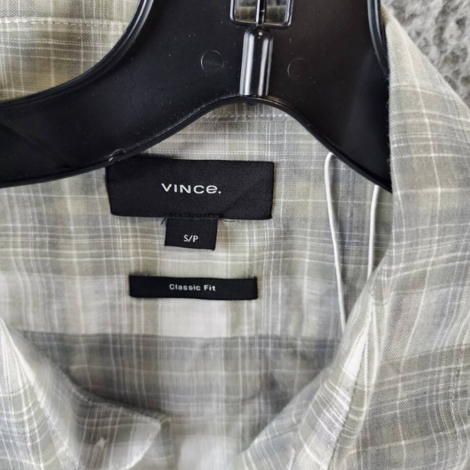 Vince Salton Plaid Sport Button Up Shirt Men S Alabaster Linen Blend Long Sleeve