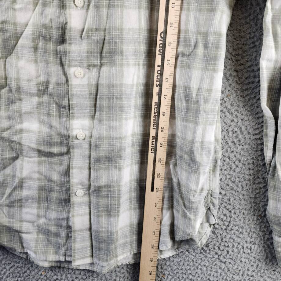 Vince Salton Plaid Sport Button Up Shirt Men S Alabaster Linen Blend Long Sleeve
