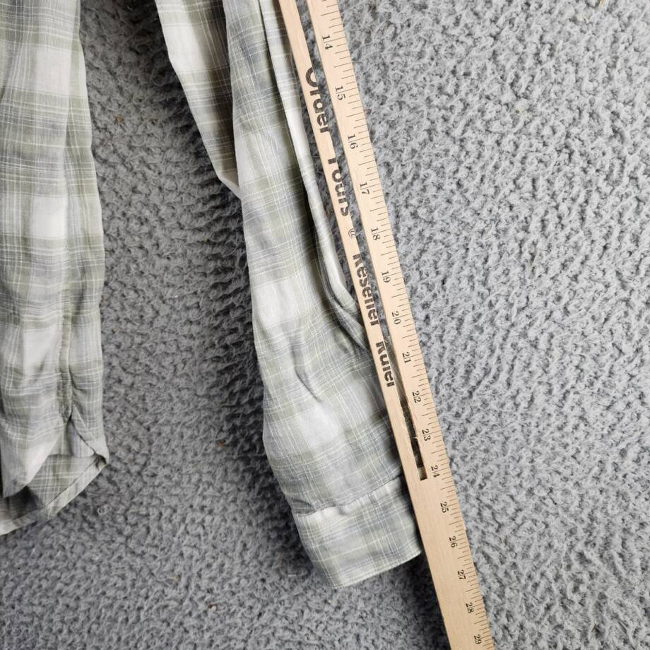 Vince Salton Plaid Sport Button Up Shirt Men S Alabaster Linen Blend Long Sleeve