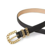 B-low the Belt Hattie Belt Women's L Black/Gold Chain Buckle With Double Loops