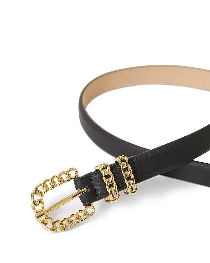 B-low the Belt Hattie Belt Women's L Black/Gold Chain Buckle With Double Loops