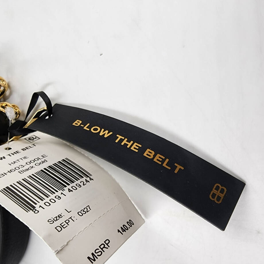 B-low the Belt Hattie Belt Women's L Black/Gold Chain Buckle With Double Loops