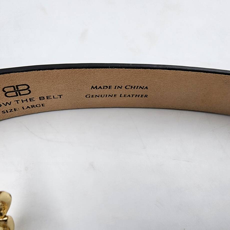 B-low the Belt Hattie Belt Women's L Black/Gold Chain Buckle With Double Loops