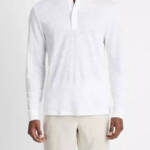 Vince Long Sleeve Linen Henley Shirt Men's XXL Optic White Four-Button Pullover