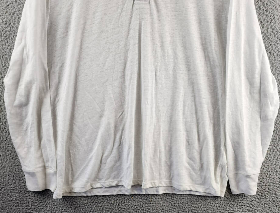 Vince Long Sleeve Linen Henley Shirt Men's XXL Optic White Four-Button Pullover