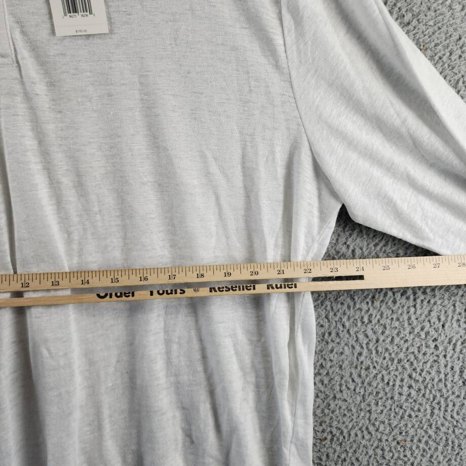Vince Long Sleeve Linen Henley Shirt Men's XXL Optic White Four-Button Pullover