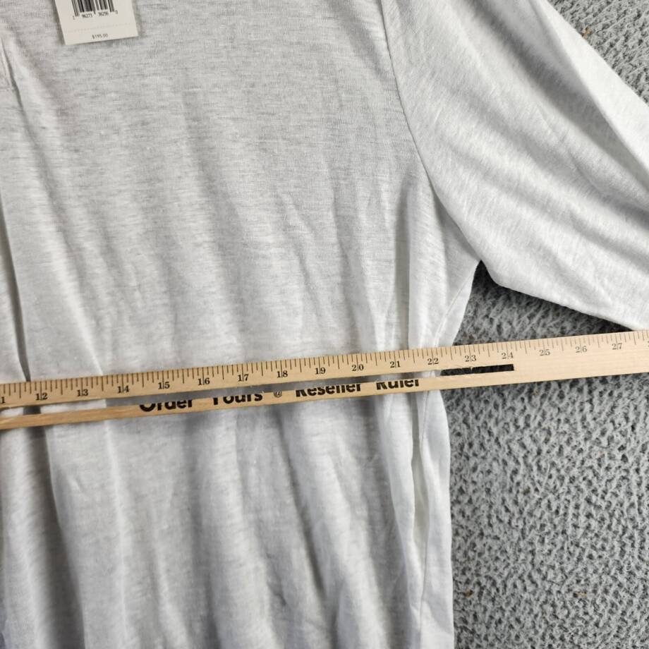 Vince Long Sleeve Linen Henley Shirt Men's XXL Optic White Four-Button Pullover