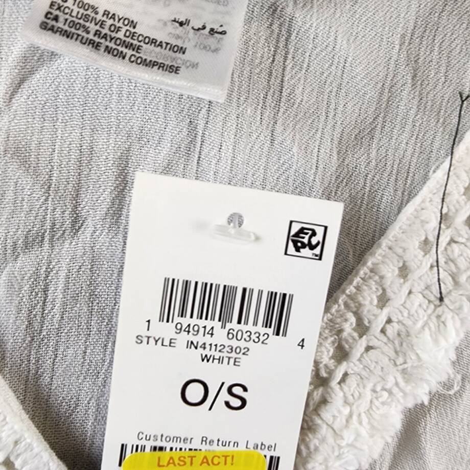 I.N.C. International Concepts Fringe-Trim Kimono Cover Up Women's One Size White