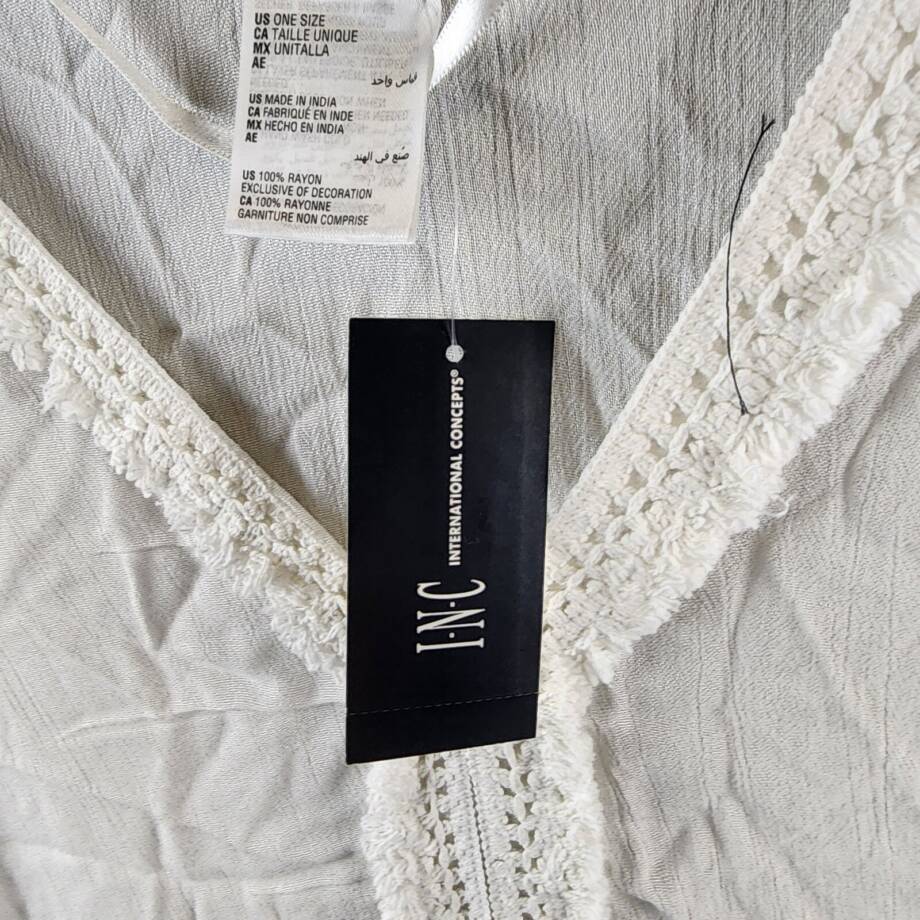 I.N.C. International Concepts Fringe-Trim Kimono Cover Up Women's One Size White