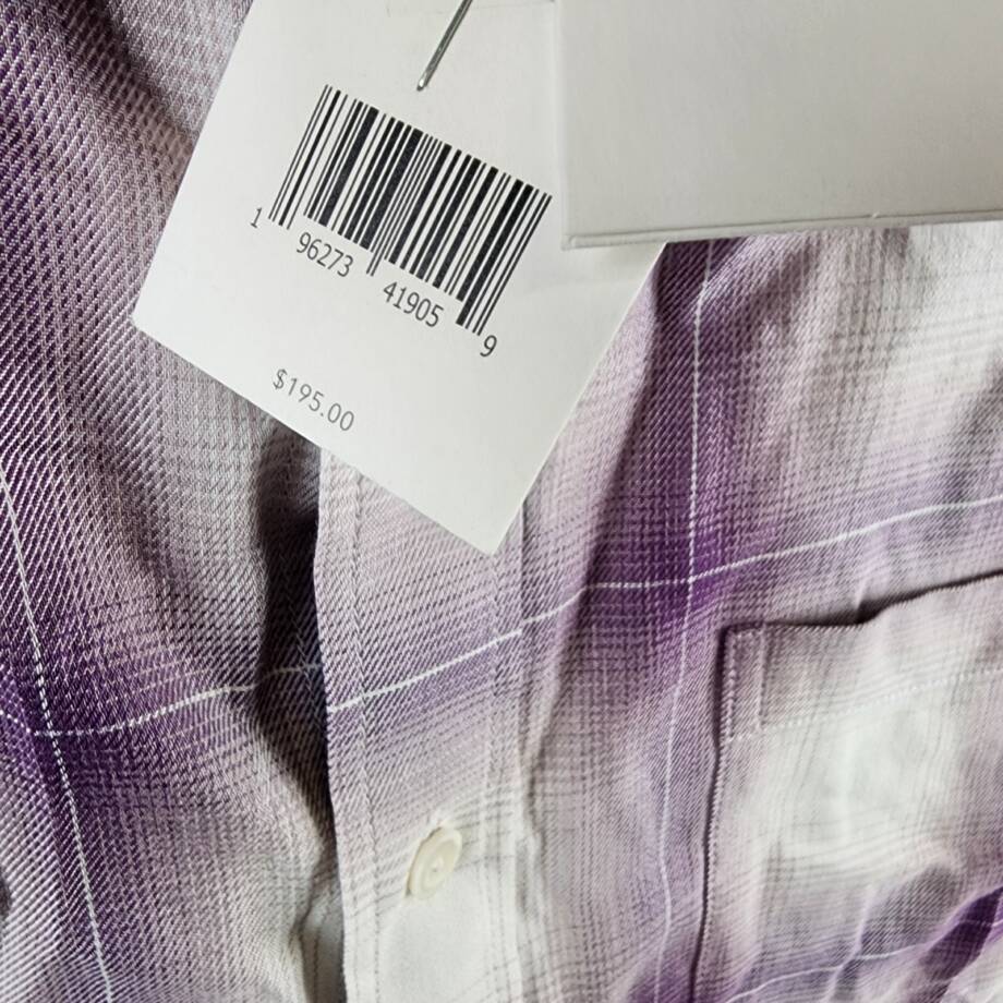Vince Mirage Plaid Sport Shirt Men's M Purple Classic Fit Button Closure L/S