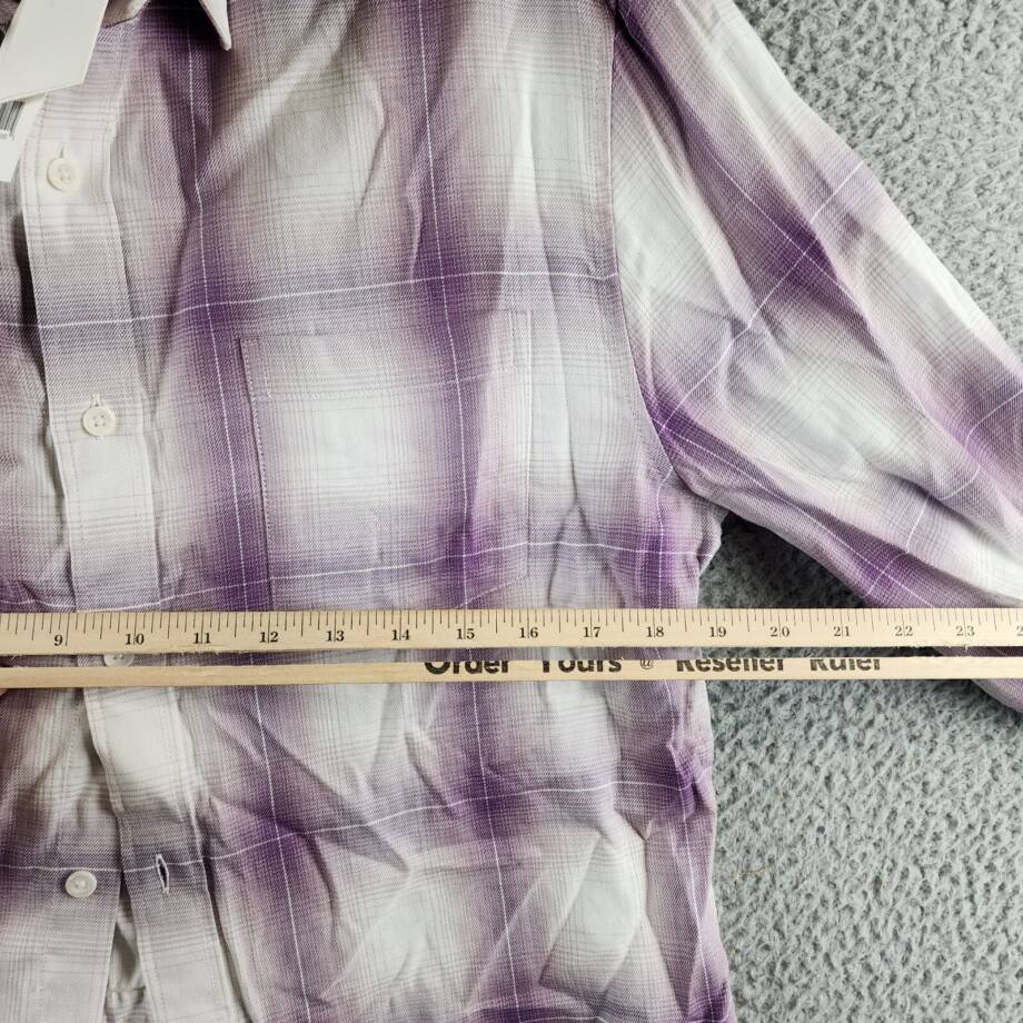 Vince Mirage Plaid Sport Shirt Men's M Purple Classic Fit Button Closure L/S