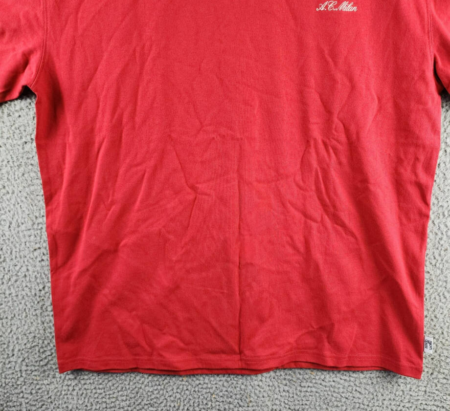 PUMA A.C. Milan T-Shirt Men's L Red Embroidered Logo Crew Neck Short Sleeve