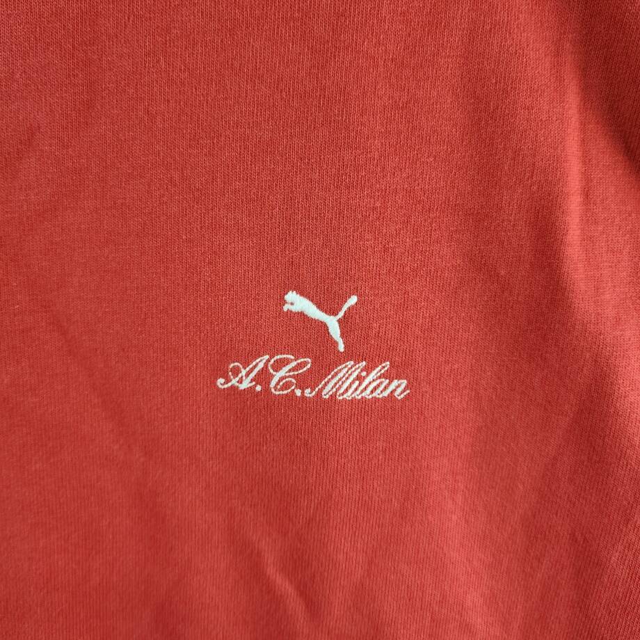 PUMA A.C. Milan T-Shirt Men's L Red Embroidered Logo Crew Neck Short Sleeve
