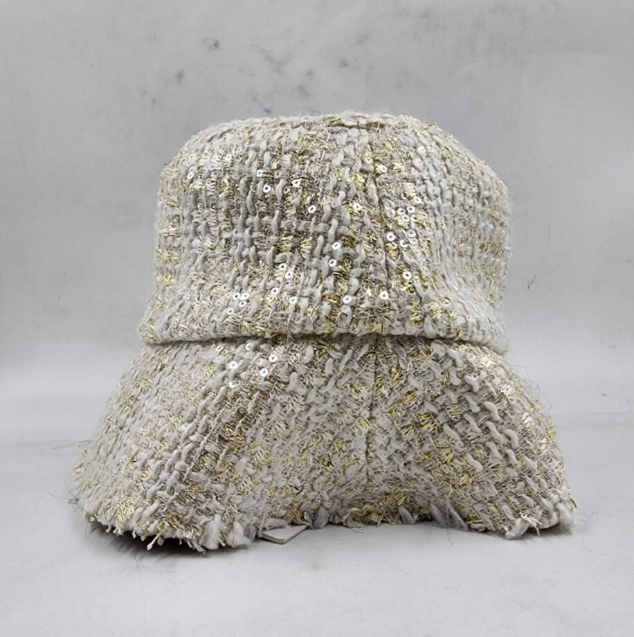 Eugenia Kim Yuki Sequined Tweed Bucket Hat Women's One Size Ivory/Gold