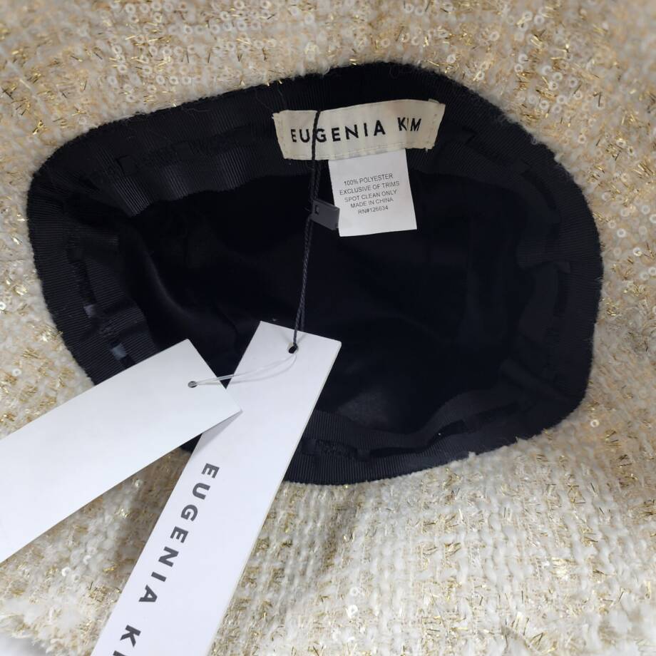 Eugenia Kim Yuki Sequined Tweed Bucket Hat Women's One Size Ivory/Gold