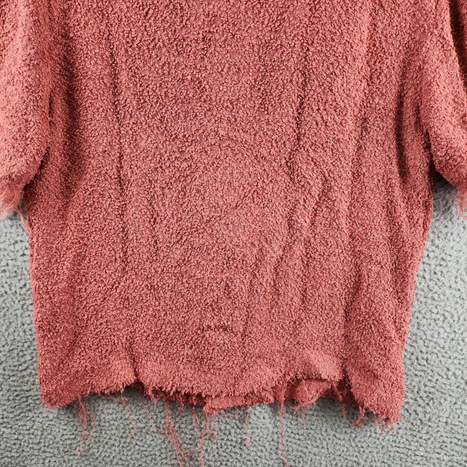 Séfr Fausto Textured Shirt with Fringe Men's XL Red Button Closure Short Sleeves