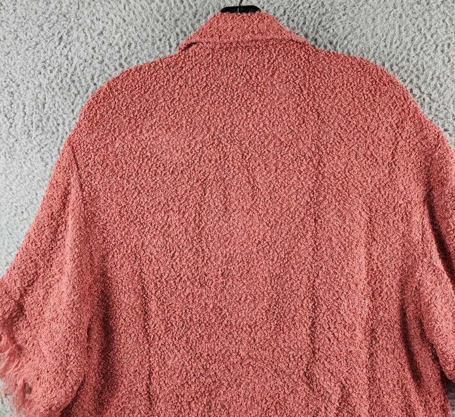 Séfr Fausto Textured Shirt with Fringe Men's XL Red Button Closure Short Sleeves