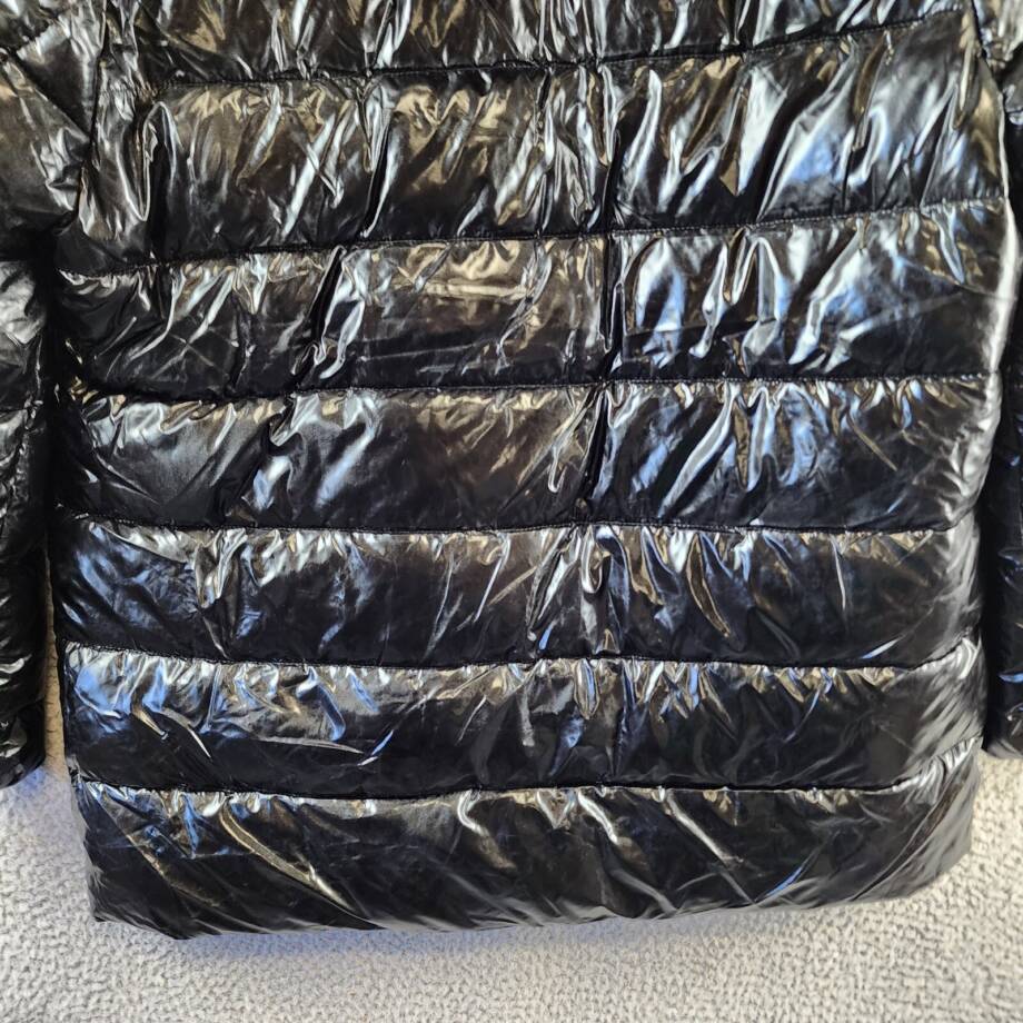 White Mark Plus Size Metallic Puffer Coat with Hoodie Women's 1XL Black