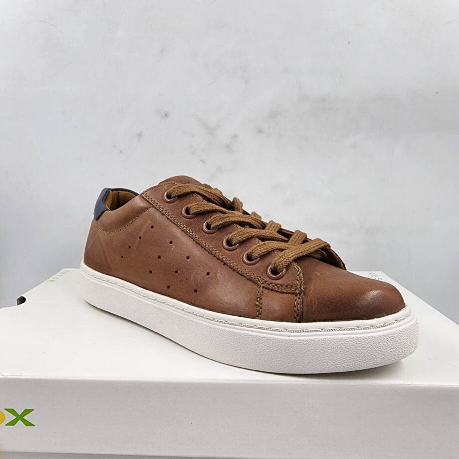 GEOX Nashik Garçon Low Cut Sneaker Boys 35 Cognac/Navy Lace And Zip Closure