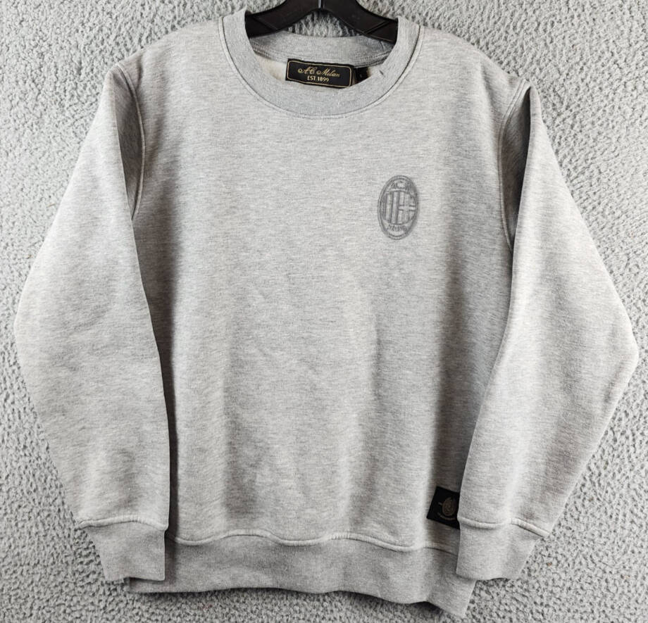 A.C. Milan Front & Back Logo Sweatshirt Men's S Light Gray Heather Crewneck L/S~
