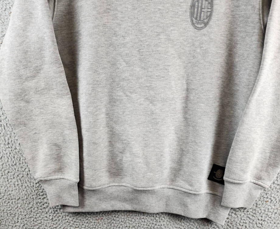 A.C. Milan Front & Back Logo Sweatshirt Men's S Light Gray Heather Crewneck L/S~