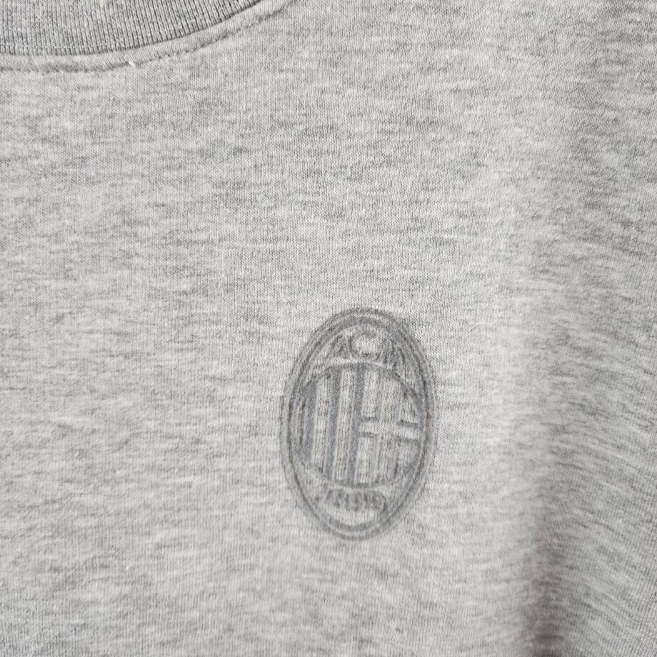 A.C. Milan Front & Back Logo Sweatshirt Men's S Light Gray Heather Crewneck L/S~