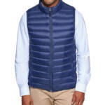 Club Room Quilted Packable Puffer Vest Men's M Navy Solid Stand Collar Full Zip+