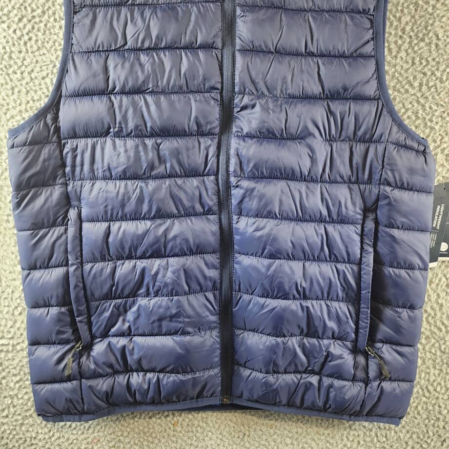 Club Room Quilted Packable Puffer Vest Men's M Navy Solid Stand Collar Full Zip+