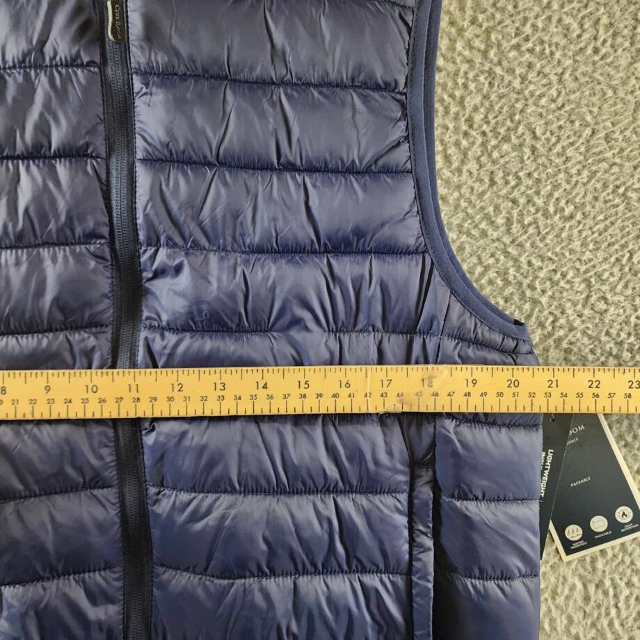 Club Room Quilted Packable Puffer Vest Men's M Navy Solid Stand Collar Full Zip+