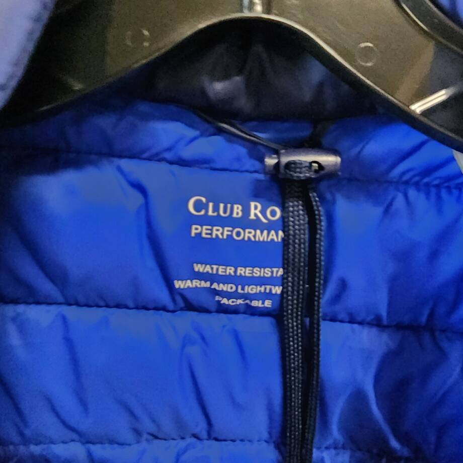 Club Room Quilted Packable Puffer Vest Men's M Navy Solid Stand Collar Full Zip+