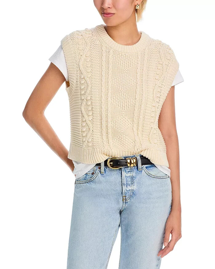Velvet by Graham & Spencer Maggy Sweater Vest Women's S Ivory Crewneck Pullover